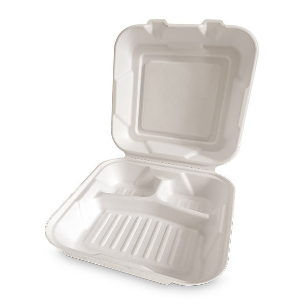 Eco-friendly 9” 3-comp Bagasse Clamshell QW-B-45 Wholesale - Qiaowang